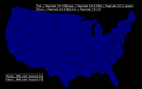 US map based by strongest earthquakes