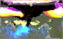 a planet surface filled with radiative stuff